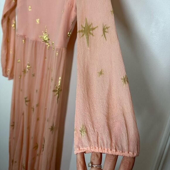 FOR Love & Lemons Pink Gilded  Start Maxi Dress Size Small - Picture 3 of 10